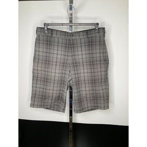 W34 34" Nike DriFit Plaid Gray Black Mens Golf Shorts